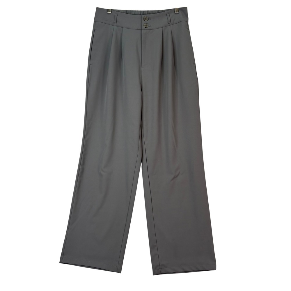 Halara Gray High‎ Waisted Wide Leg Pleated Pants Women's M Casual Work Comfort